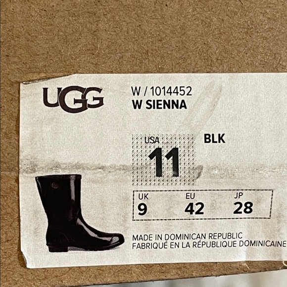 UGG Sienna Rain Boot Black High-Gloss Finish Real Fur From Sheep Size 11 NEW - Picture 14 of 16